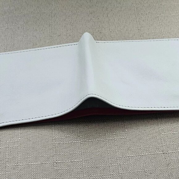 Bi Color Wallet Handmade Billfold White/Red Genuine Leather Cardholdder - Picture 10 of 10